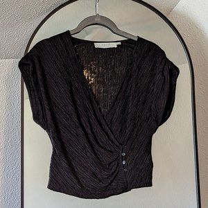 ASTR the label Black Faux Wrap Top